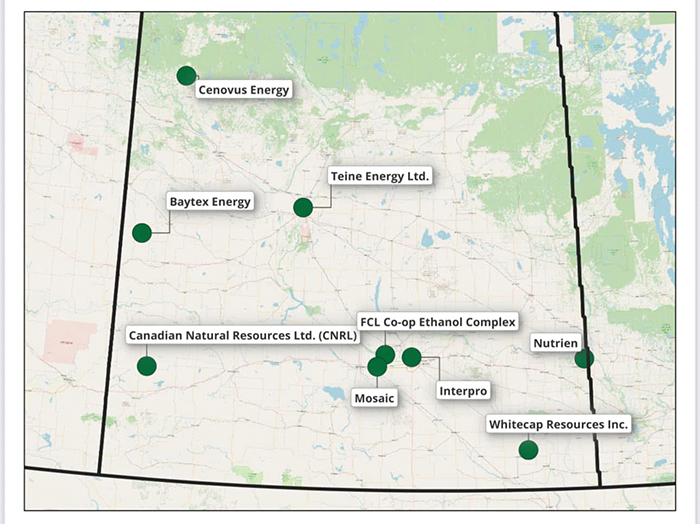 A map showing the locations of the various<br />
projects that are receiving funds under the Technology Fund.