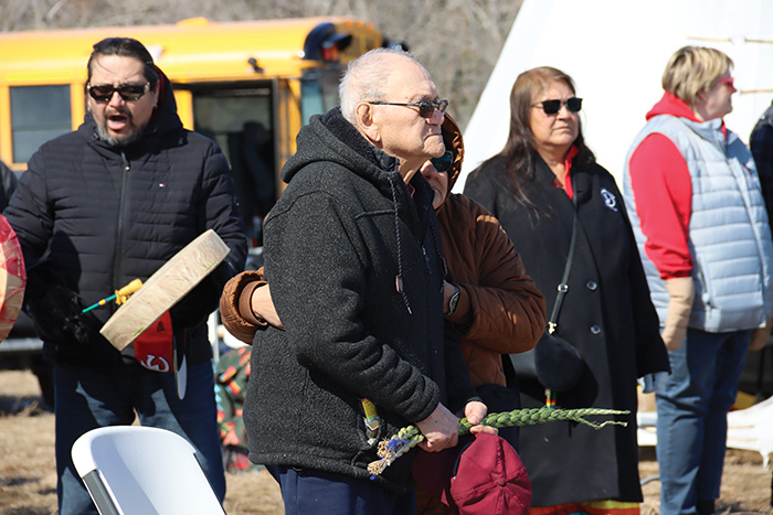 Elder Louie at the welcome ceremony.