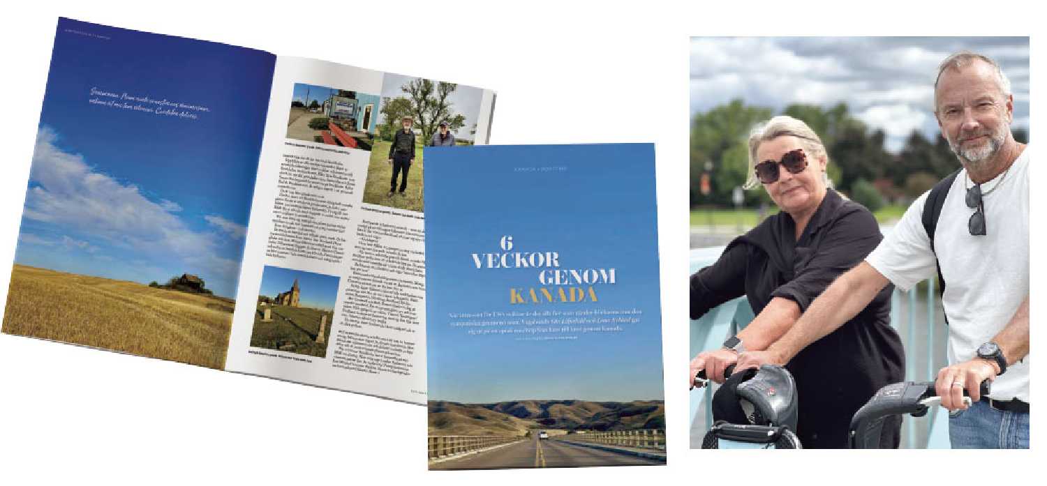 Left:The cover and inside of Vagabond magazine featuring Stockholm, Sask. Right: