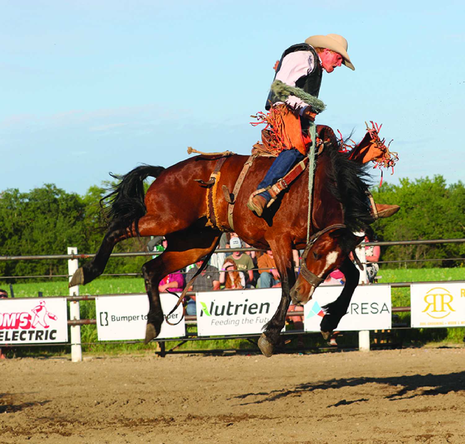 Blake Rasmuson, a saddle bronc rider at last years Bulls & Broncs event in Moosomin.